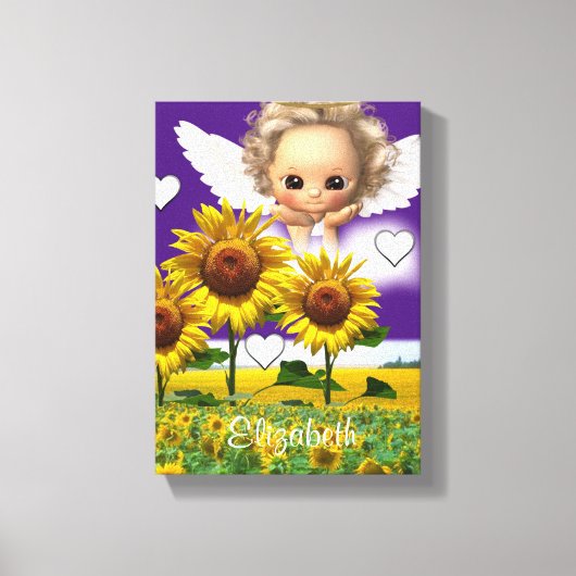 Strette Canvas Afdrukken Zonnebloem Engel Paars (Voorkant)