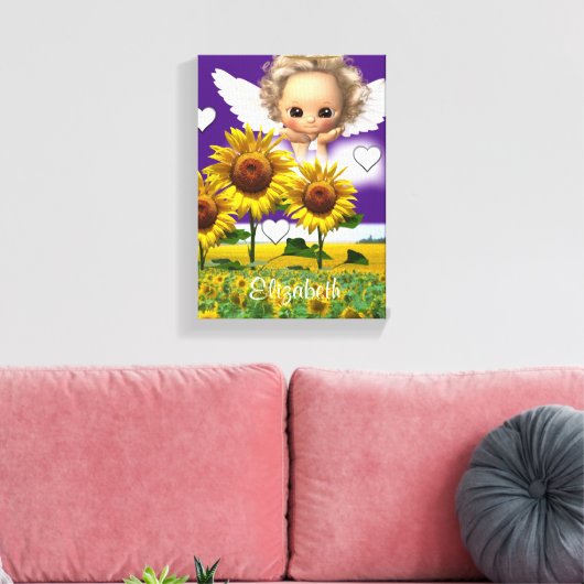 Strette Canvas Afdrukken Zonnebloem Engel Paars (Insitu (Woonkamer))