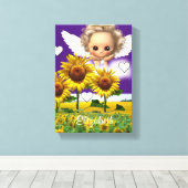 Strette Canvas Afdrukken Zonnebloem Engel Paars (Insitu (Houten vloer))