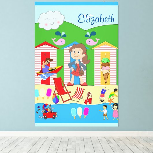 Strette Canvas Print Beach Summer Fun (Insitu (Houten vloer))