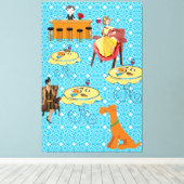 Strette Canvas Retro Woman Dog Dinning (Insitu (Houten vloer))