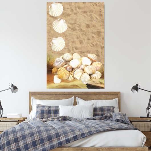 Stretted Canvas Print Beach Clams Sand (Insitu (Slaapkamer))