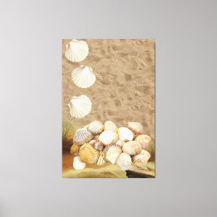 Stretted Canvas Print Beach Clams Sand