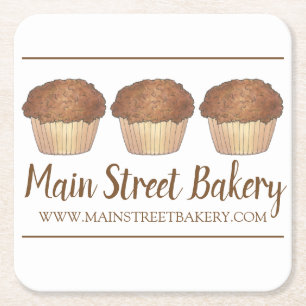 Streusel Crumb Muffin Baked Goods Bake Shop Vierkante Kartonnen Onderzetter