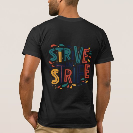 "Streven in strijd" Basic donker T-shirt (Achterkant)