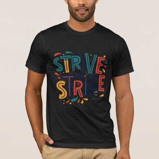"Streven in strijd" Basic donker T-shirt (Voorkant)