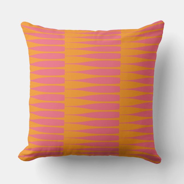Striation Roze en Sinaasappel Stripe Kussen (Voorkant)
