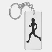 Stride in Grace: Vrouw marathon loper silhouet Sleutelhanger (Voorkant Links)