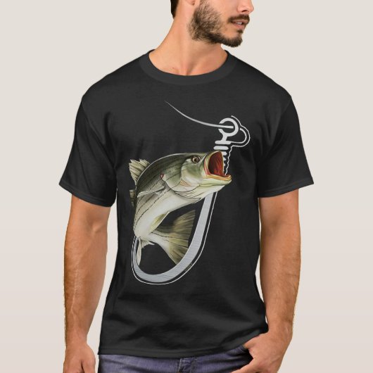 Striiped Bass Fishing Fish Hook T-shirt (Voorkant)