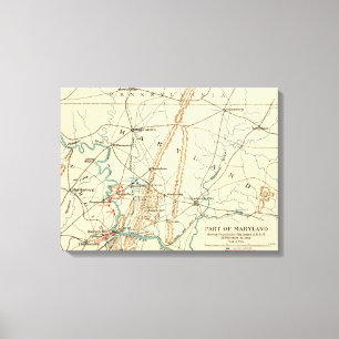 Strijd tegen Antietam - Kaart van de burgeroorlog Canvas Afdruk