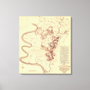 Strijd tegen Antietam - Kaart van de burgeroorlog Canvas Afdruk