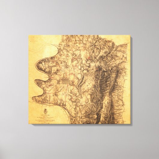 Strijd tegen Antietam - Kaart van de burgeroorlog  Canvas Afdruk (Voorkant)