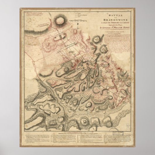 Strijd tegen Brandywine American Revolution Map 17 Poster (Voorkant)