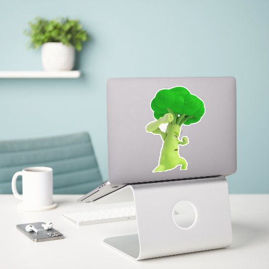 Strijd tegen Brooccccolllliiii! Broccoli-Sticker Sticker (Laptop op bureau)