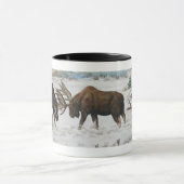 Strijd tegen Bull Moose Wildlife Art Scene Mok (Midden)