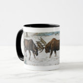 Strijd tegen Bull Moose Wildlife Art Scene Mok (Voorkant links)