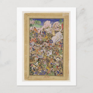 Strijd tegen Bundi uit Akbarnama, c.1590 (gouac) Briefkaart