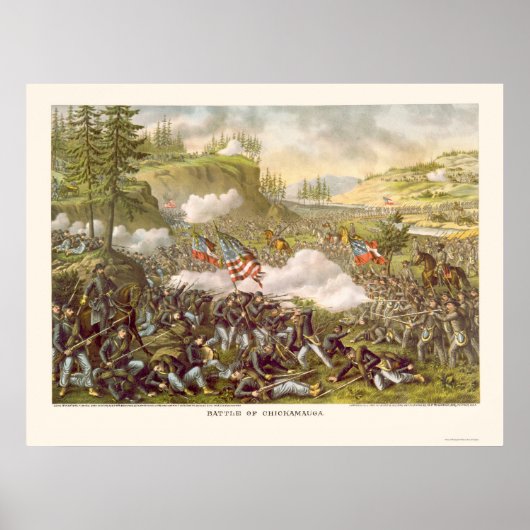 Strijd tegen Chickamauga door Kurz en Allison 1863 Poster (Voorkant)