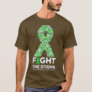 Strijd tegen de Stigma Green Ribbon Flower Mental  T-shirt