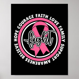 Strijd tegen kanker roze lintstof borstkankerzwell poster