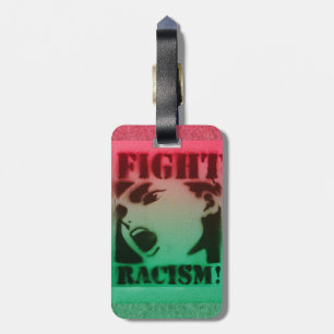 Strijd tegen racisme in rood zwart en groen bagagelabel