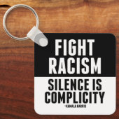 Strijd tegen racisme Stilte is compliciteit Sleutelhanger (Voorkant)