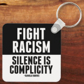 Strijd tegen racisme Stilte is compliciteit Sleutelhanger (Achterkant)