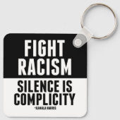 Strijd tegen racisme Stilte is compliciteit Sleutelhanger (Achterkant)
