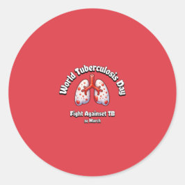 Strijd tegen tbc. Wereld Tuberculose Dag. Ronde Sticker