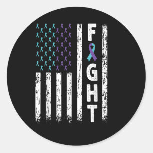 Strijd tegen VS-vlag - Zelfmoordpreventie - bewust Ronde Sticker