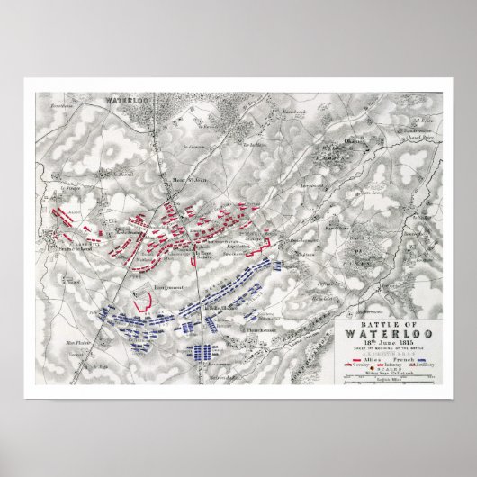 Strijd tegen Waterloo, 18 juni 1815, blad 1st (eng Poster (Voorkant)