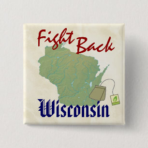 Strijd terug Wisconsin met New American Tea Party Vierkante Button 5,1 Cm