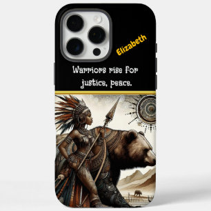 Strijder en haar beer staan sterk iPhone 16 pro max hoesje