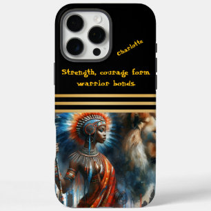 Strijder en leeuw staan trots bij zonsopgang iPhone 16 pro max hoesje