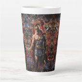Strijder in Battle Stance Latte Mok (Voorkant)