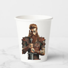 Strijder met zwaard papieren bekers