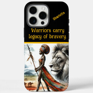 Strijder staat hoog tegen Afrikaanse achtergrond iPhone 16 Pro Max Hoesje