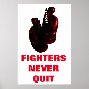 Strijders nooit stoppen met Inspirerend bokshandsc Poster
