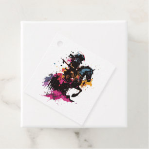 Strijdpaard in waterverf bedankjes labels