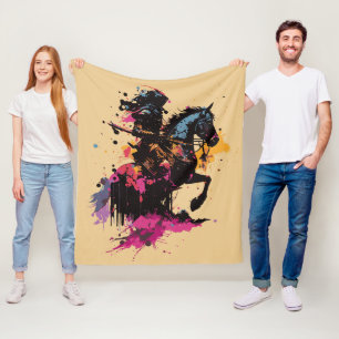 Strijdpaard in waterverf fleece deken