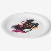 Strijdpaard in waterverf papieren bordje (Gekanteld)