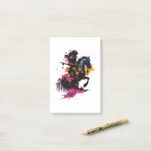Strijdpaard in waterverf post-it® notes (Op bureau)