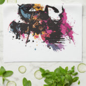 Strijdpaard in waterverf theedoek (Gevouwen)