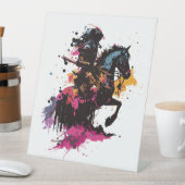 Strijdpaard in waterverf voetstuk reclamebord met voetstuk (Insitu)