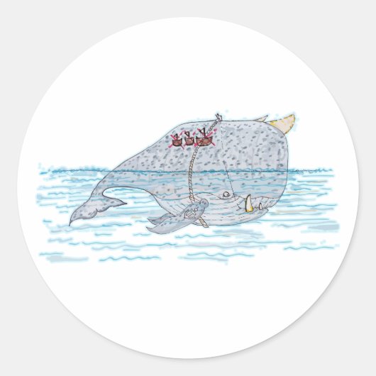 strijdwalvis ronde sticker (Voorkant)