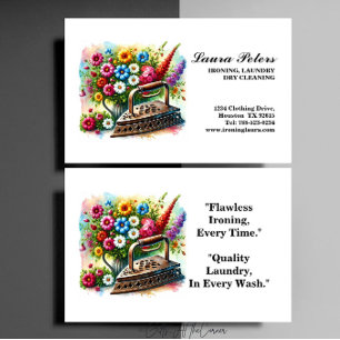  strijkijzer Bloemen Strijkmachine Stomerij Stomer Visitekaartje
