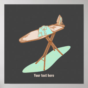 Strijkijzer en strijkplank huishoudelijke taken poster