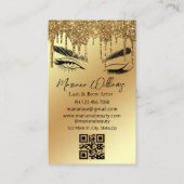 strijkstok en wenkbrauwen qr code golden dripping visitekaartje (Voorkant)