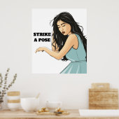 "STRIKE A POSE" ASIAN LADY POSTER (Keuken)
