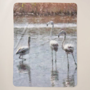 Strike A Pose Flamingo Waterverf Sherpa Deken